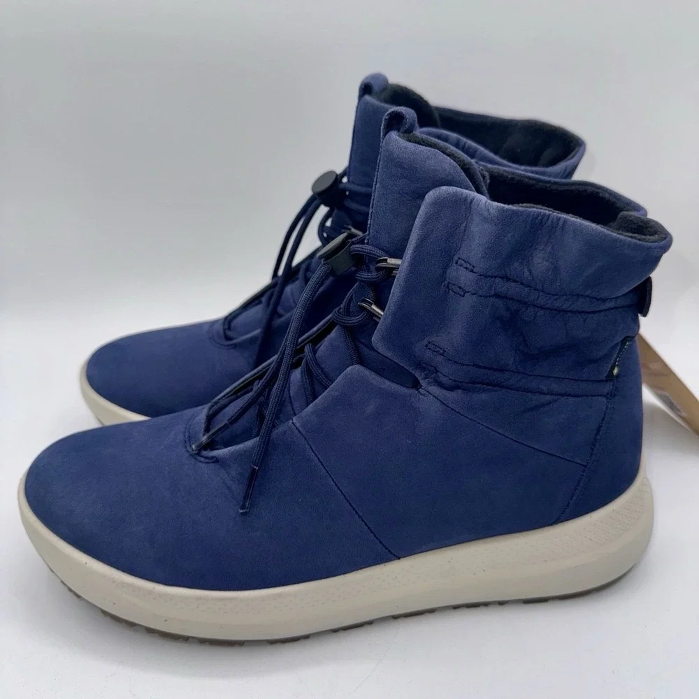 ECCO Solice Boots Women's Size 10 EU 41 Blue Waterproof‎ Leather